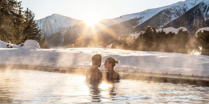 Adults-only hotel in Livigno, Italy, covered with snow