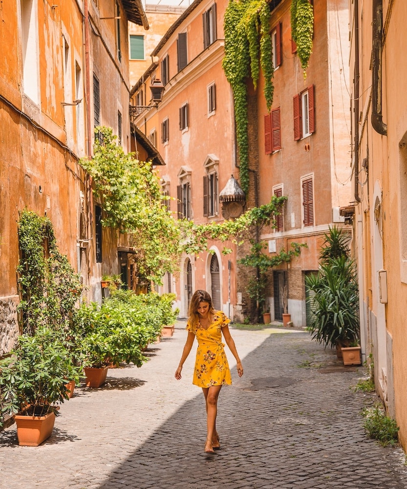 Tourist walking in Rome, Italy