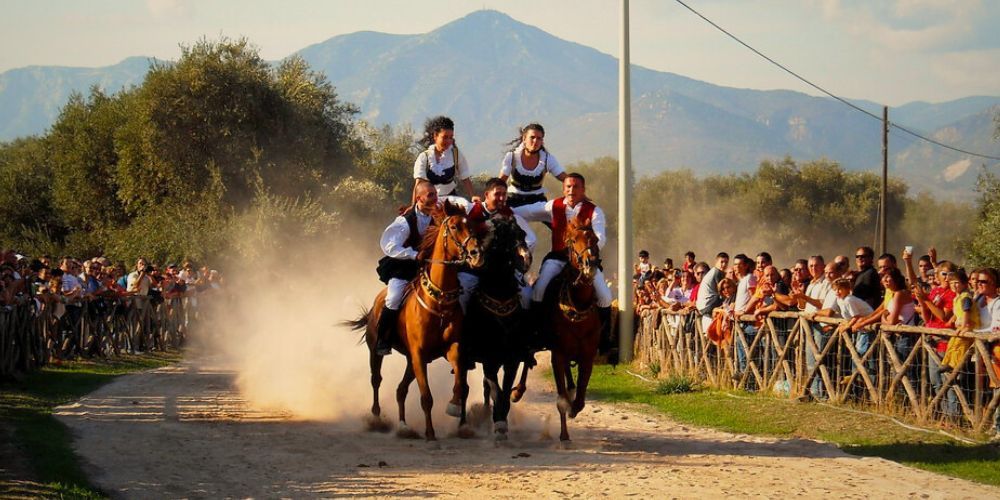 Acrobatic horse rides in Sardinia
