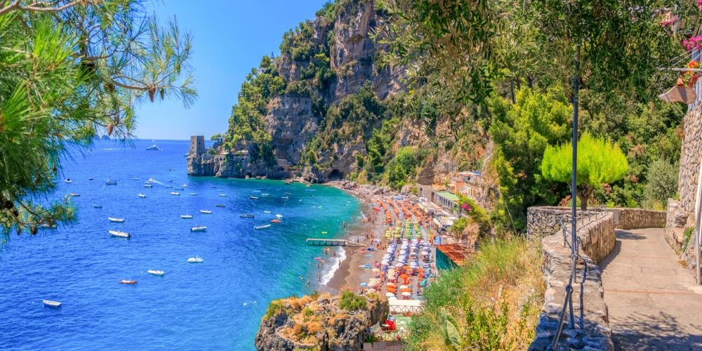 Fornillo Beach in Positano, Italy Fornillo Beach in Positano, Italy