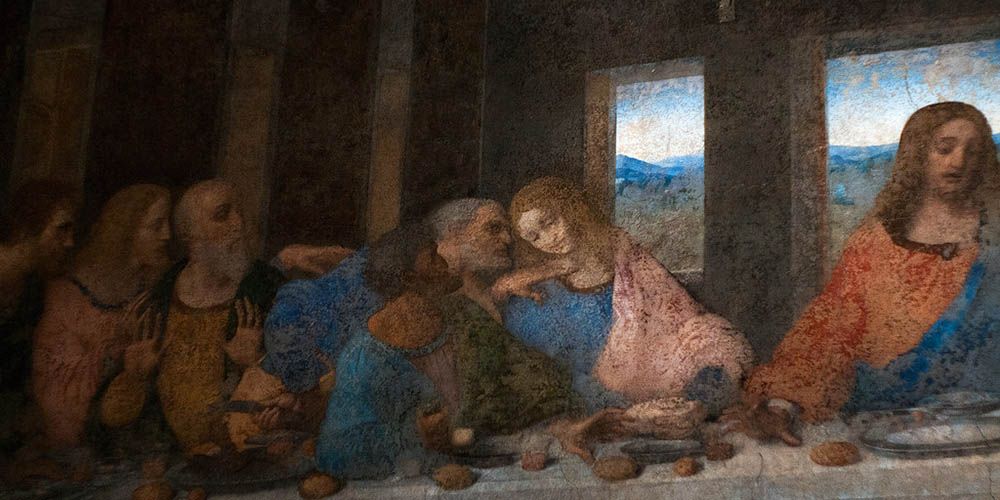 Leonardo Da Vinci's Last Supper in Milan, detail