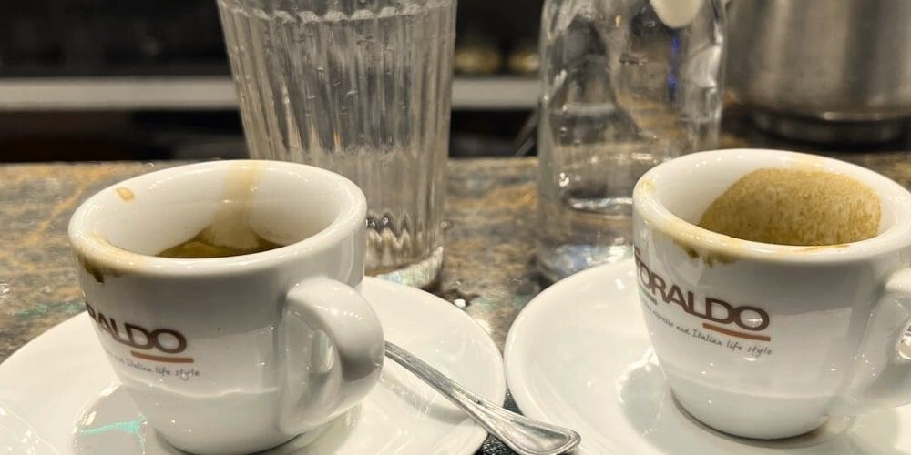 Coffee at the counter in one of the bars around Sant'Anna dei Lombardi in Naples Coffee at the counter in one of the bars around Sant'Anna dei Lombardi in Naples